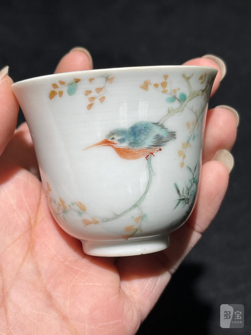 清光绪 浅绛彩花鸟纹杯一组三只 - 图13